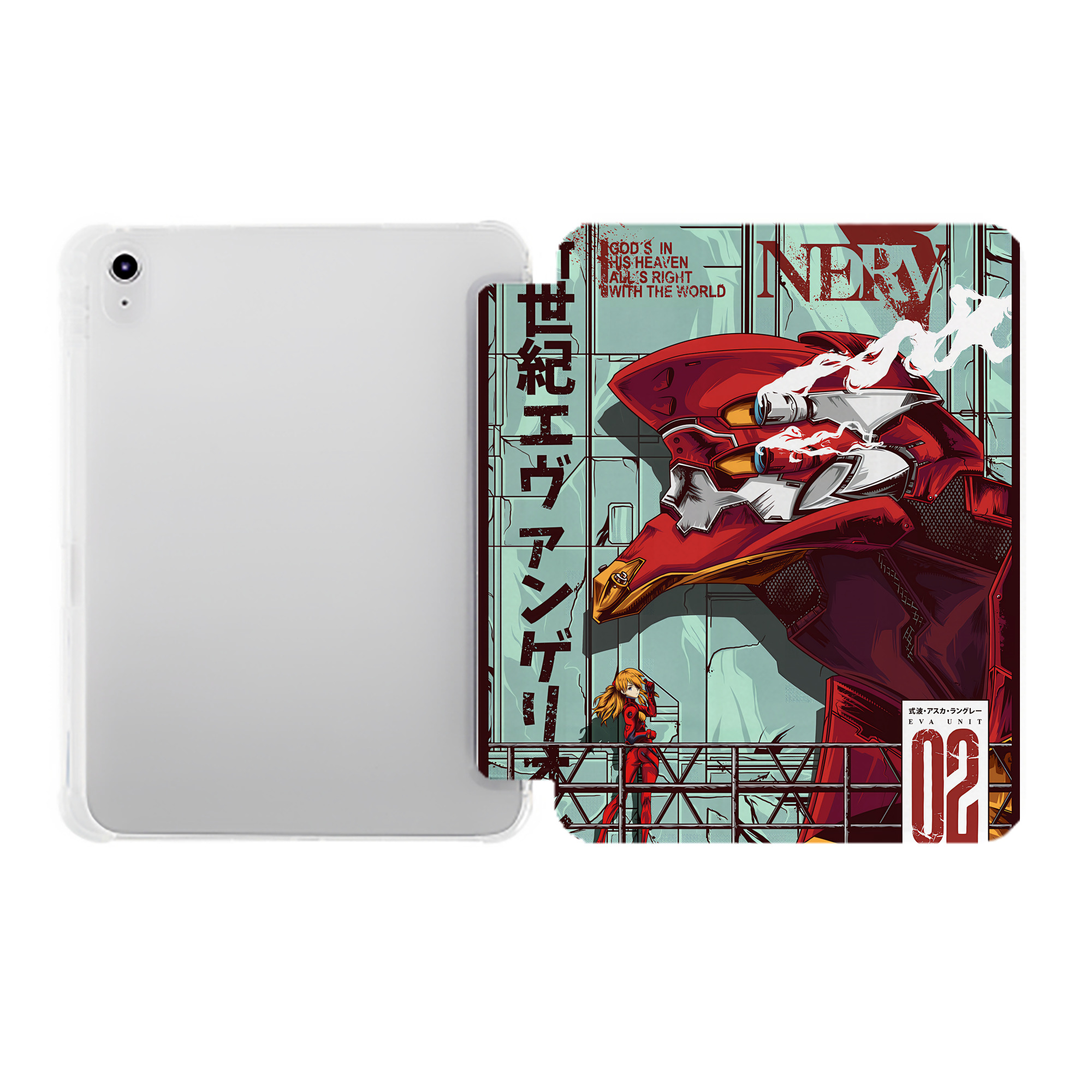 （画像用） EVA 新世紀エヴァンゲリオン IPad ケース ペン収納付き 三つ折りスタンド PUレザー×シリコン 対応機種9.5/10.5/10.9インチ